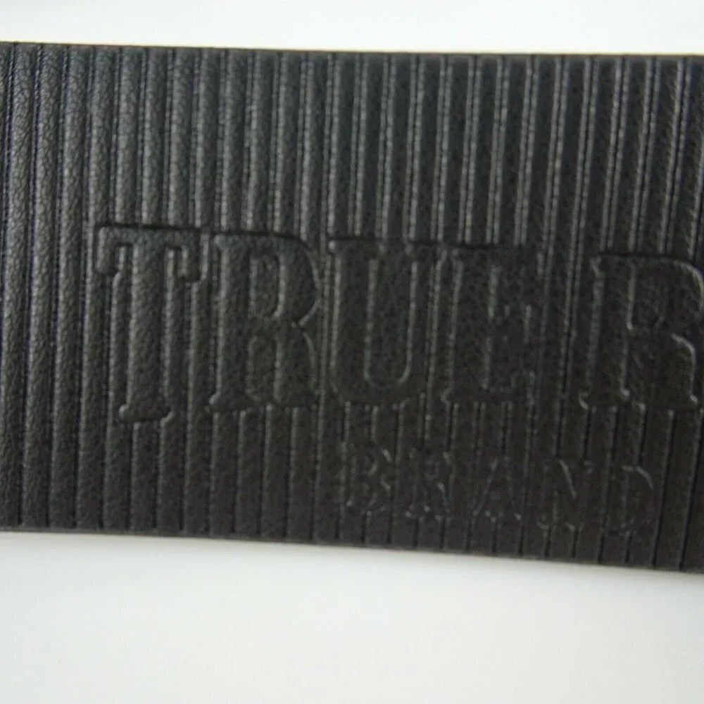New TRUE RELIGION Men's Embossed Van Belt Matte Black Faux Leather Textured 32